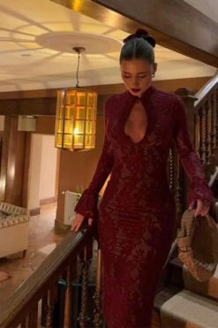 Charlotte Long Sleeve Bodycon Midi Dress - Chilli Red -Bodycon Collection Shop charlotte long sleeve bodycon midi dress classic black bodycon collection usa aus 1147271841 1