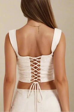 Darling Top - Ivory -Bodycon Collection Shop darling corset crop top ivory bodycon collection usa aus 44036498653402