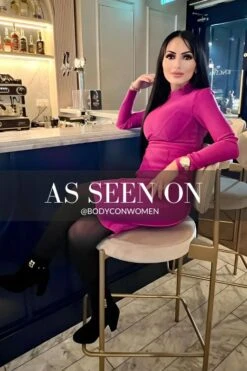 Dee Long Sleeve Bandage Dress - Neon Purple -Bodycon Collection Shop dee long sleeve bandage dress classic black bodycon collection usa aus 44792458739930 1