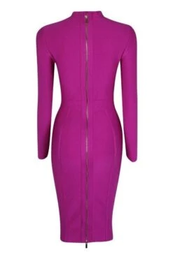 Dee Long Sleeve Bandage Dress - Neon Purple -Bodycon Collection Shop dee long sleeve bandage dress neon purple bodycon collection usa aus 28029113958479