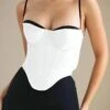 Diana Crop Top - White Pearl -Bodycon Collection Shop diana corset crop top pearl white bodycon collection usa aus 43741138911450