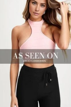 Elli Bandage Crop Top - Dusty Pink -Bodycon Collection Shop elli bandage crop top dusty pink bodycon collection usa aus 41389759201498