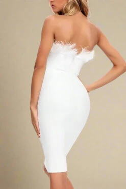 Erin Bandage Dress - White Pearl -Bodycon Collection Shop erin bandage dress pearl white bodycon collection usa aus 28808986656847