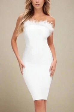 Erin Bandage Dress - White Pearl -Bodycon Collection Shop erin bandage dress pearl white bodycon collection usa aus 40522817962202