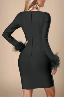 Erin Long Sleeve Bandage Mini Dress - Classic Black -Bodycon Collection Shop erin long sleeve mini dress classic black bodycon collection usa aus 40671208374490