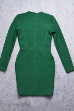 Eva Long Sleeve Bandage Mini Dress - Emerald Green -Bodycon Collection Shop eva long sleeve bandage mini dress emerald green bodycon collection usa aus 28535253860431