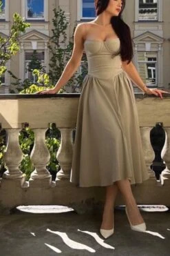 Everly Day Midi Dress - Blush Pink -Bodycon Collection Shop everly bodycon day midi dress dusty pink bodycon collection usa aus 42433921450202