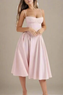 Everly Day Midi Dress - Dusty Pink
