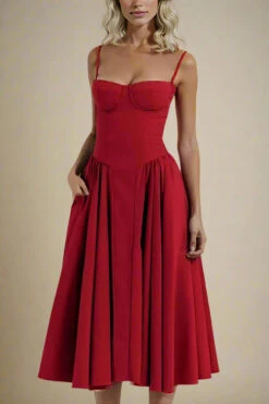 Everly Day Midi Dress - Lipstick Red