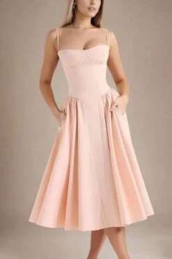 Everly Day Midi Dress - Peach