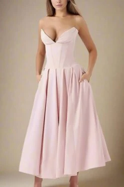 Gabbi Bodycon Midi Dress - Dusty Pink -Bodycon Collection Shop gabbi bodycon midi dress dusty pink bodycon collection usa aus 42663974633690