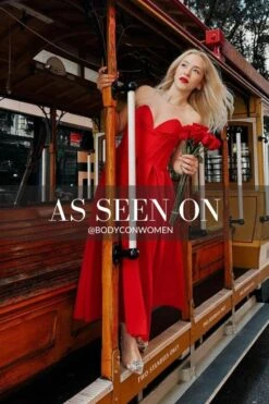 Gabbi Bodycon Midi Dress - Lipstick Red -Bodycon Collection Shop gabbi bodycon midi dress lipstick red bodycon collection usa aus 42616606752986