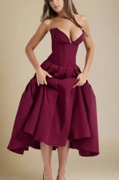 Gabbi Bodycon Midi Dress - Red Wine 17 Gabbi Bodycon Midi Dress - Red Wine -Bodycon Collection Shop gabbi bodycon midi dress red wine bodycon collection usa aus 42616615469274