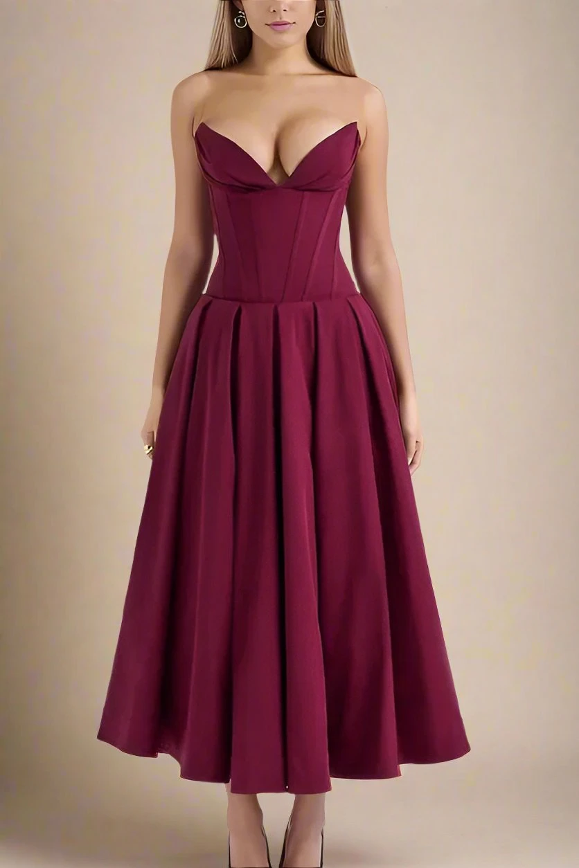 Gabbi Bodycon Midi Dress - Red Wine 6 Gabbi Bodycon Midi Dress - Red Wine - Image 4