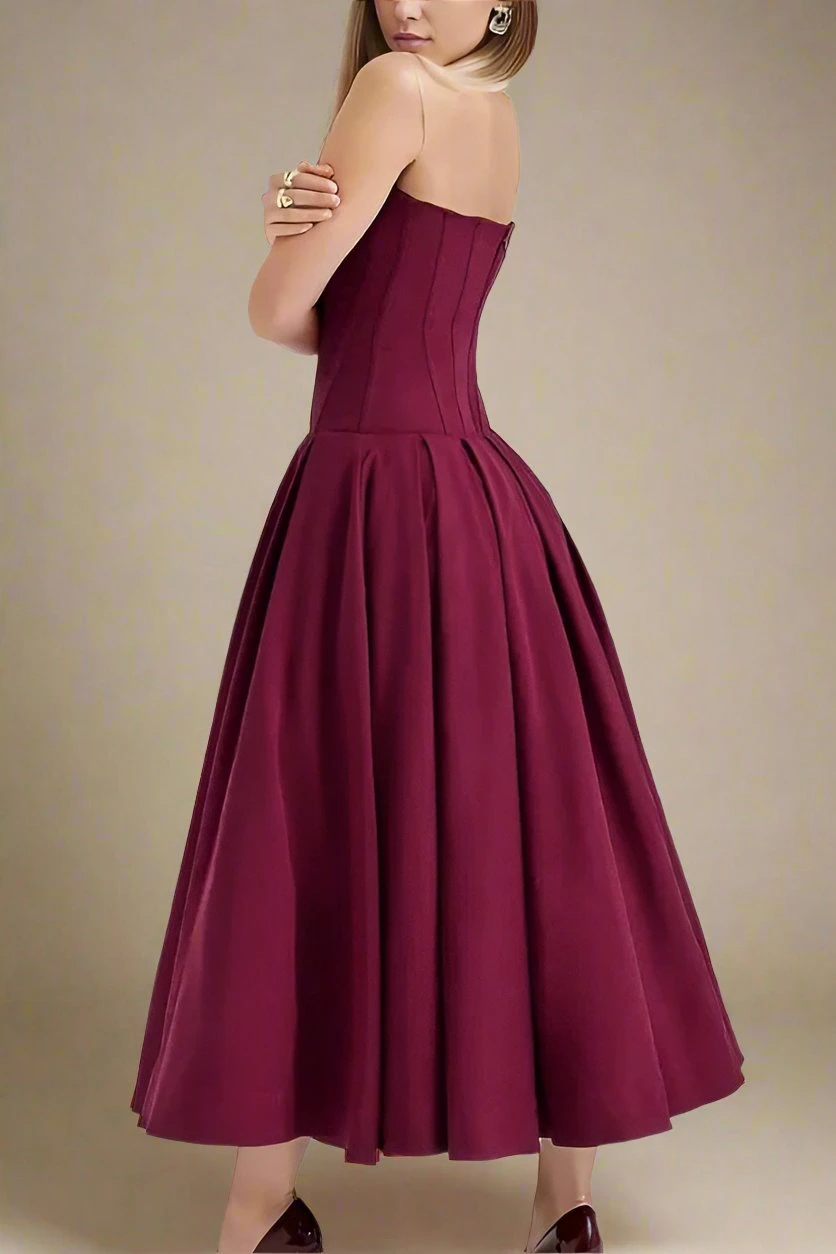 Gabbi Bodycon Midi Dress - Red Wine 4 Gabbi Bodycon Midi Dress - Red Wine - Image 2