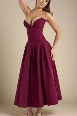 Gabbi Bodycon Midi Dress - Red Wine 19 Gabbi Bodycon Midi Dress - Red Wine -Bodycon Collection Shop gabbi bodycon midi dress red wine bodycon collection usa aus 42616615567578