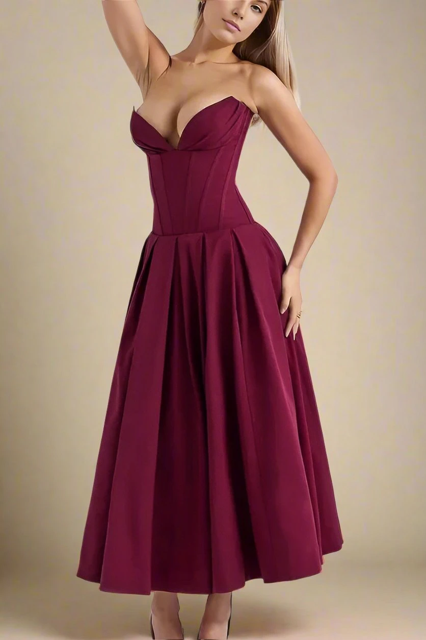 Gabbi Bodycon Midi Dress - Red Wine 7 Gabbi Bodycon Midi Dress - Red Wine - Image 5