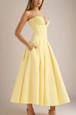 Gabbi Bodycon Midi Dress - Sun Yellow -Bodycon Collection Shop gabbi bodycon midi dress sun yellow bodycon collection usa aus 42902146056410