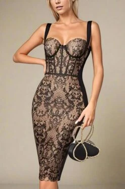 Genevieve Bodycon Lace Midi Dress - Classic Black -Bodycon Collection Shop genevieve bodycon lace midi dress classic black bodycon collection usa aus 44290027782362