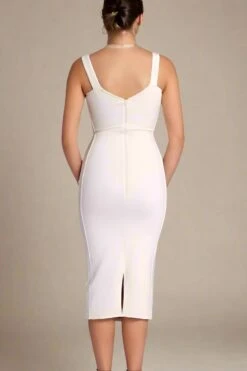 Genevieve Bodycon Lace Midi Dress - White Pearl -Bodycon Collection Shop genevieve bodycon lace midi dress pearl white bodycon collection usa aus 41964084265178