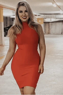 Grace Bandage Midi Dress - Lipstick Red -Bodycon Collection Shop grace bandage midi dress lipstick red bodycon collection usa aus 41086809276634