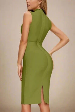 Grace Bandage Midi Dress - Olive Green -Bodycon Collection Shop grace bandage midi dress olive green bodycon collection usa aus 41832640348378