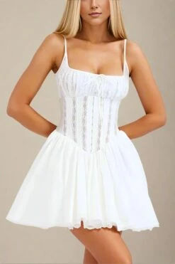 Hailee Bodycon Mini Dress - White Pearl