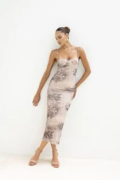 Harmony Bodycon Midi Dress - Nude -Bodycon Collection Shop harmony bodycon midi dress nude bodycon collection usa aus 1175782887