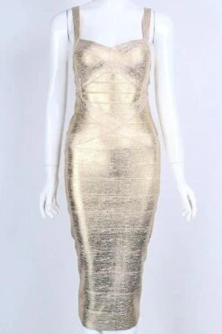 Heidi Bandage Midi Dress - Gold -Bodycon Collection Shop heidi bandage midi dress gold bodycon collection usa aus 28519271694415