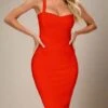 Heidi Bandage Midi Dress - Lipstick Red