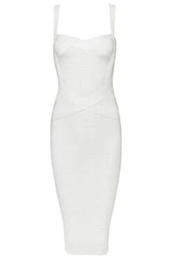 Heidi Bandage Midi Dress - White Pearl -Bodycon Collection Shop heidi bandage midi dress pearl white bodycon collection usa aus 15532900810831