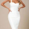 Heidi Bandage Midi Dress - White Pearl -Bodycon Collection Shop heidi bandage midi dress pearl white bodycon collection usa aus 40369163501786