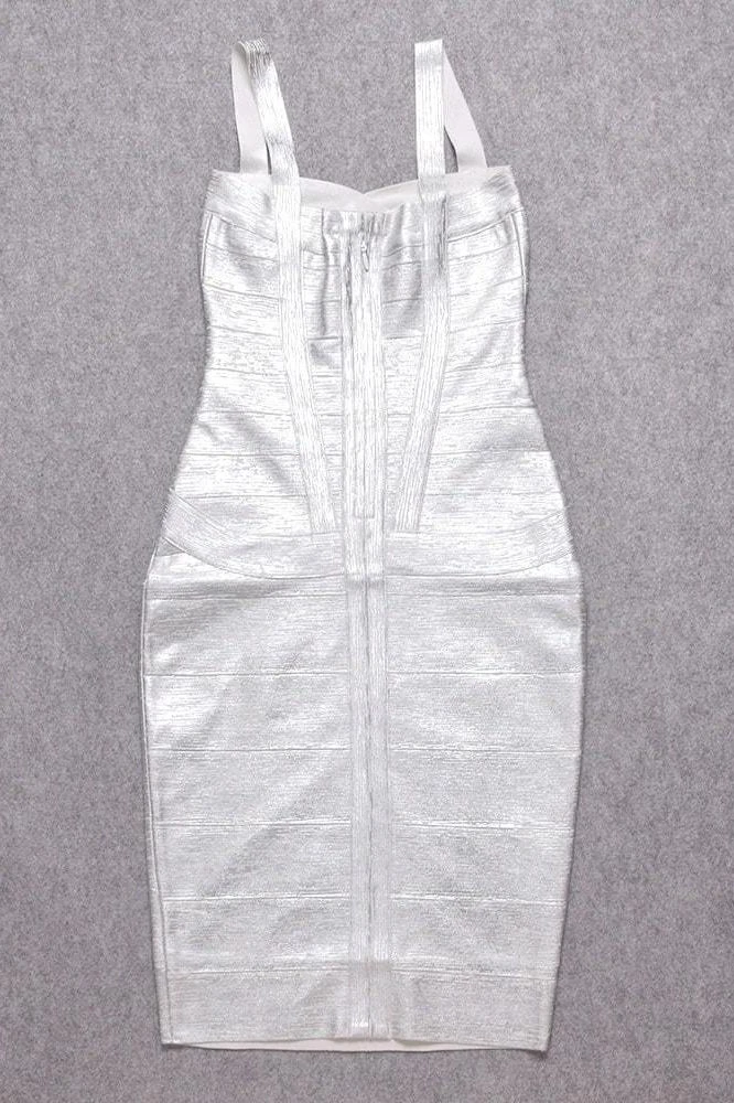 Heidi Bandage Midi Dress - Silver 12 Heidi Bandage Midi Dress - Silver - Image 10