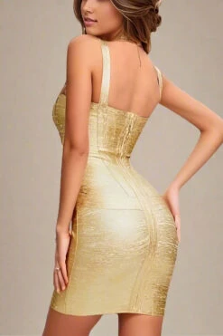 Heidi Bandage Mini Dress - Gold -Bodycon Collection Shop heidi bandage mini dress gold bodycon collection usa aus 40397576143066