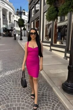 Heidi Bandage Mini Dress - Magenta Pink -Bodycon Collection Shop heidi bandage mini dress magenta pink bodycon collection usa aus 44271407726810