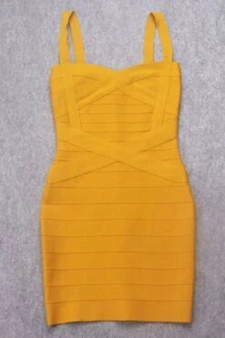Heidi Bandage Mini Dress - Mustard Yellow -Bodycon Collection Shop heidi bandage mini dress mustard yellow bodycon collection usa aus 28520324333647