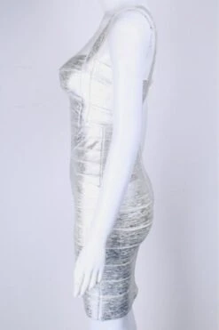Heidi Bandage Mini Dress - Silver -Bodycon Collection Shop heidi bandage mini dress silver bodycon collection usa aus 42391466246362