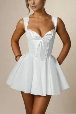 Adelyn Bodycon Mini Dress - White Pearl