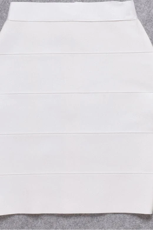 High Waist Bandage Striped Mini Skirt - White Pearl 7 High Waist Bandage Striped Mini Skirt - White Pearl - Image 5