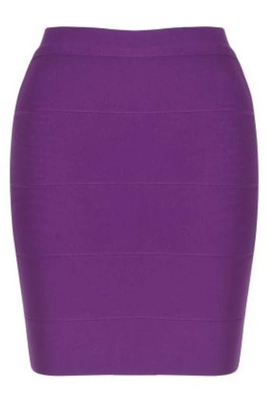 High Waist Bandage Striped Mini Skirt - Plum Purple 4 High Waist Bandage Striped Mini Skirt - Plum Purple - Image 2