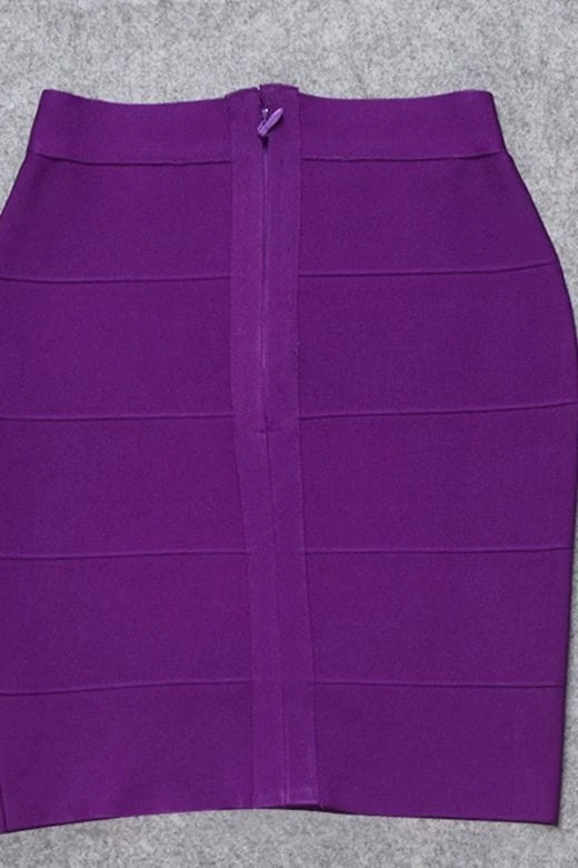 High Waist Bandage Striped Mini Skirt - Plum Purple 8 High Waist Bandage Striped Mini Skirt - Plum Purple - Image 6