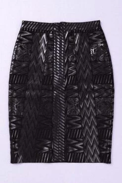 High Waist Metallic Mini Skirt - Classic Black -Bodycon Collection Shop high waist metallic mini skirt classic black bodycon collection usa aus 28527577989199