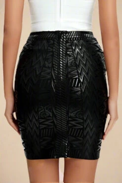 High Waist Metallic Mini Skirt - Classic Black -Bodycon Collection Shop high waist metallic mini skirt classic black bodycon collection usa aus 39886157316314
