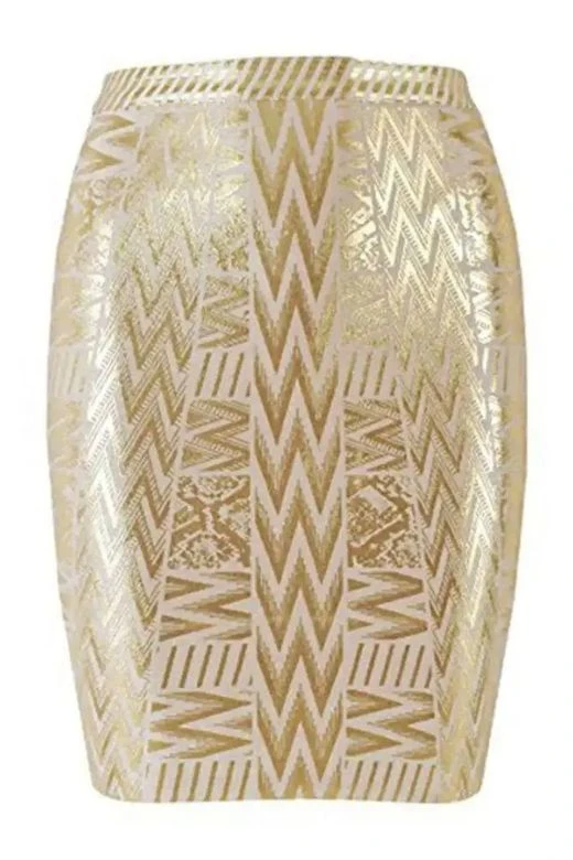 High Waist Metallic Mini Skirt - Gold 4 High Waist Metallic Mini Skirt - Gold - Image 2