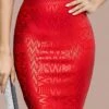 High Waist Metallic Mini Skirt - Lipstick Red