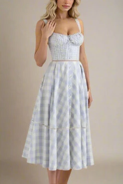 Holland Top And Midi Skirt Set - Sky Blue