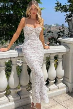 Honor Bodycon Maxi Dress - White Pearl -Bodycon Collection Shop honor bodycon maxi dress pearl white bodycon collection usa aus 42617850888410