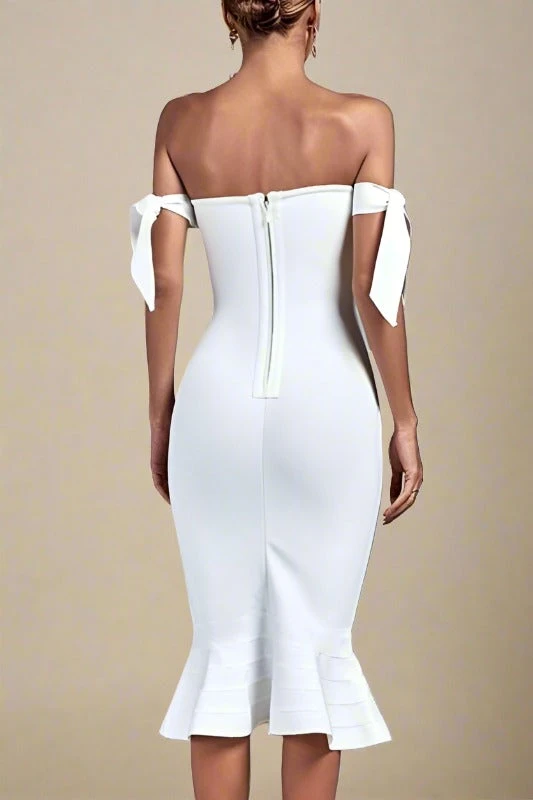 Hunter Bandage Midi Dress - White Pearl 4 Hunter Bandage Midi Dress - White Pearl - Image 2