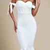 Hunter Bandage Midi Dress - White Pearl -Bodycon Collection Shop hunter bandage midi dress pearl white bodycon collection usa aus 40479757107418