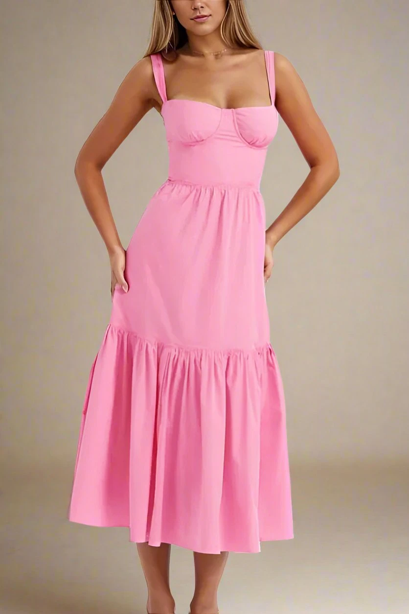 Imogen Bodycon Day Midi Dress - Blush Pink 4 Imogen Bodycon Day Midi Dress - Blush Pink - Image 2